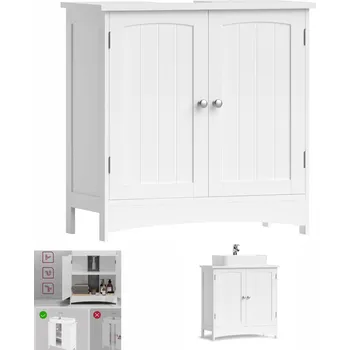 Koupelnový nábytek Stylová szafka łazienkowa pod umywalkę biała 30x60x60cm vysoká, skandinávský styl