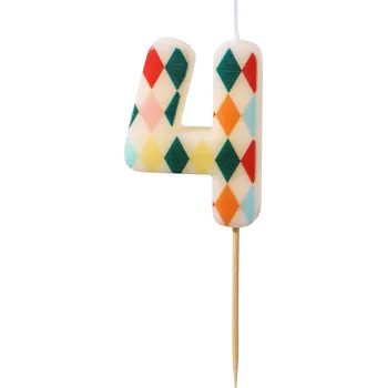 Dortová svíčka Svíčka na dort číslo 4 Rhombus mix barev 5,5 cm