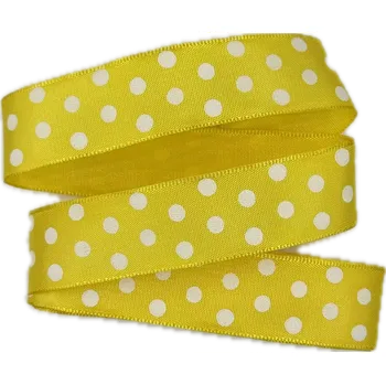 Stuha Stuha taftová HOT SPOT Sunshine Yellow žlutá 25mm x 2,5m ( 8,- Kč/m) (Stuha skládaná, taftová, jednostranný potisk, barva žlutá, s drátkem v lemu)