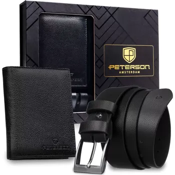 Peněženka Dvoudílná pánská dárková sada: Peterson kožený opasek 125cm a peněženka PTN