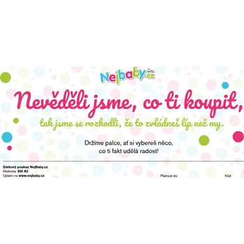 Dárkový potravinový koš Tištěný dárkový poukaz Nejbaby "Nevěděli jsme, co ti koupit…" 300 Kč