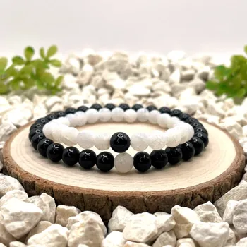 Náramek Certom Párové minerální náramky Turmalín a Achát bílý matný 0362