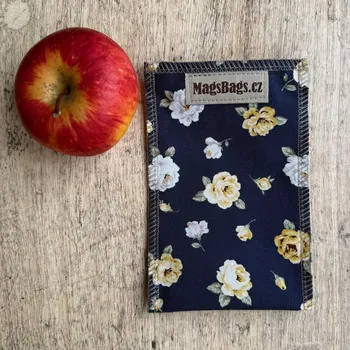 Sáček na potraviny Mlska, kapsa na mlsání - modré anglické růže Magsbags.cz