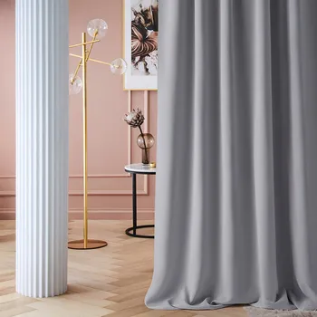 Závěs Šedý zatemňující závěs na kruhy 140 x 250 cm