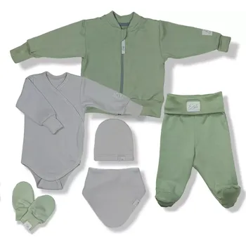 Kojenecká souprava ESITO | Souprava do porodnice 6D Bambus Green Bonsai - olivová / 56 - 62