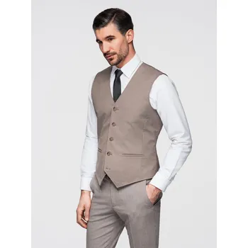 Pánská bunda Pánská obleková vesta bez klop - béžová V2 OM-BLZV-0112 - M