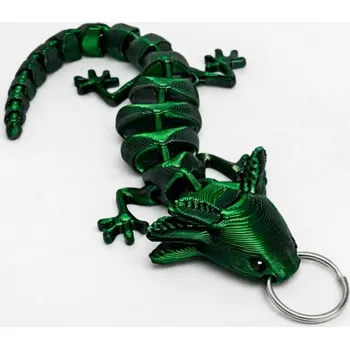 3D Flexi Axolotl na klíče | Svíčkománie3D | Barva: Zeleno-černá lesklá