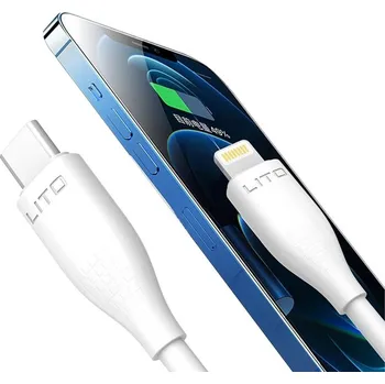 Lito - Datový kabel Liquid Silicone (LD03) Type-C na Lightning rychlé nabíjení 60W 1m bílý