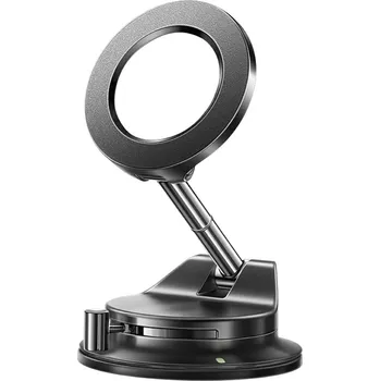 Lisen - držák do auta (A608) - magnetický, na palubní desku, skládací, nastavitelný o 360°, s přísavkou, bezpečné uchycení - černý