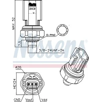 Ventil klimatizace Tlakový vypínač klimatizace NISSENS 301130