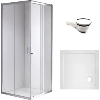 BPS-koupelny Čtvercový sprchový kout HYD-SK93B 90x90 chrom/transparent + vanička HYD-SSV-ST02B bílá