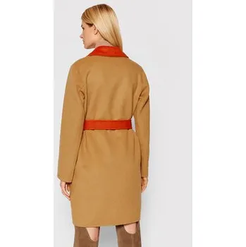 Dámský kabát Tommy Hilfiger Vlněný kabát Blend WW0WW31032 Hnědá Regular Fit 40