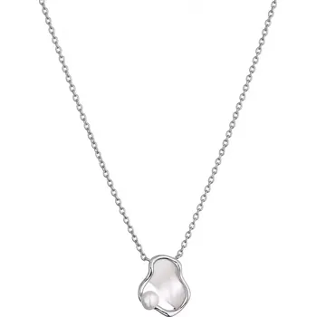 Náhrdelník Stříbrný náhrdelník nepravidelného tvaru s říční perlou 22056.1