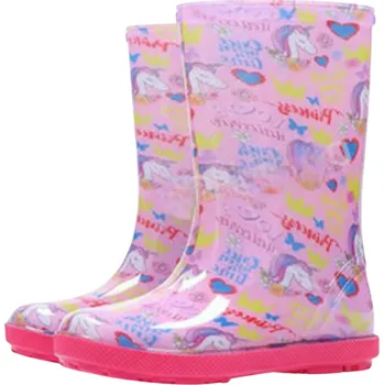 Dívčí holínky DÍVČÍ HOLÍNKY Demar Hawai Print jednorožec fialová/růžová (Dívčí nezateplené holínky)