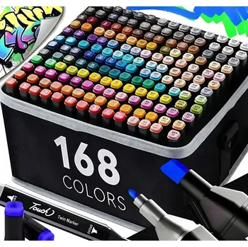 Dřevěná hračka Kompletní set 168 alkoholových markerů s dvoustrannými hroty