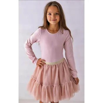 Dívčí oblečení Starorůžové dívčí tričko Lily Grey s dlouhým rukávem 146 / 11 let