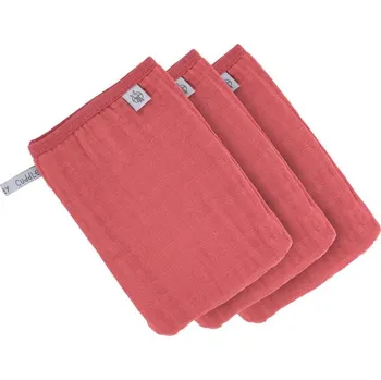 Lässig mycí rukavice Muslin Wash Glove Set 3 pcs rosewood