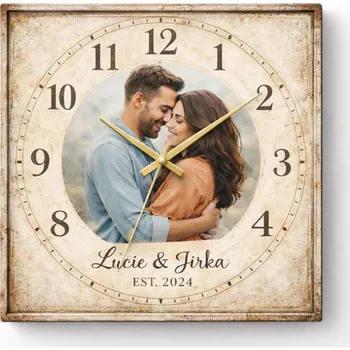 Hodiny Hodiny z vlastní fotografie – styl dlaždice - 20x20 cm / Plast / Karikatura