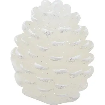 Svíčka Svíčka šiška bílá s bílými glitry, 6 x9 cm