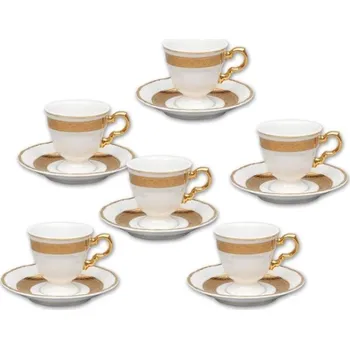 Thun 1794 Marie Louise, kávové šálky, český porcelán, zlato, Thun, 6 ks