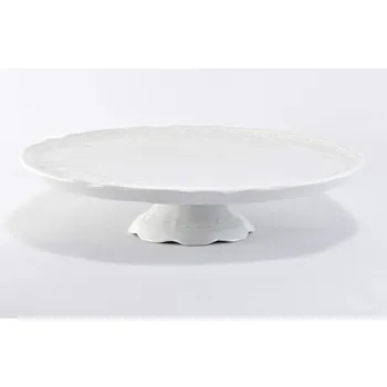 Talíř Talíř dortový na nožce, 28 cm, porcelán, Mary-Anne, bílá krajka, Leander