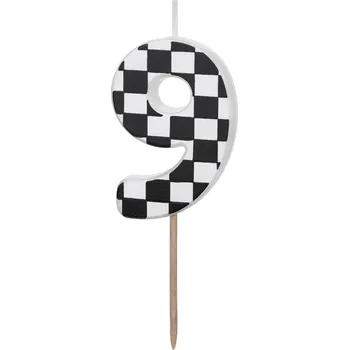 Dortová svíčka Svíčka na dort číslo 9 kostkovaná 5,5 cm mix barev