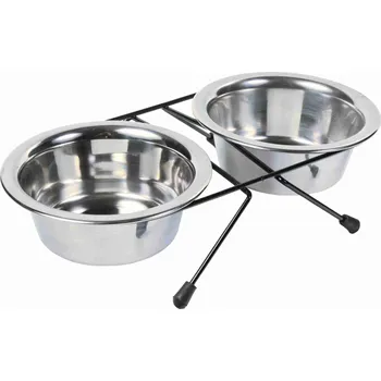 Miska pro psa Trixie Nerezový stojan + 2 nerez misky pro psa Velikost: S: 0,45 l / ø 13 cm
