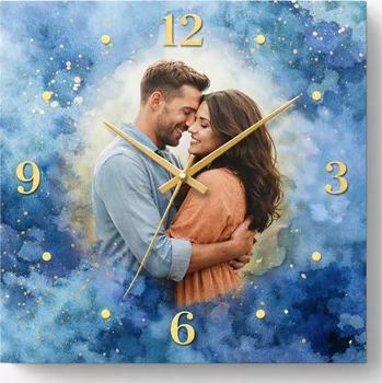Hodiny Hodiny z vlastní fotografie – styl akvarel - 20x20 cm / Plast / Přehnané rysy