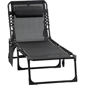 Zahradní lehátko Zahradní lehátko s boční kapsou | černé