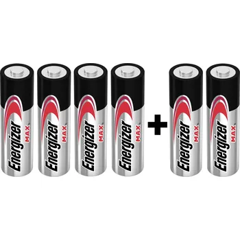 Článková baterie Energizer Max 4 plus 2 tužková baterie AA alkalicko-manganová, 1.5 V, 6 ks
