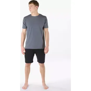 GINA pánské pyžamo krátké pánské, šité, jednobarevné Pyžama Bamboo 79204P tm. šedá černá XXL