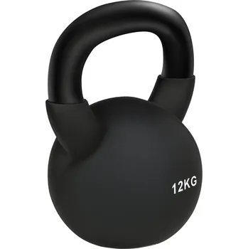 HOMCOM kettlebell 12 KG litina s neoprenovým potahem, vhodná na podlahu, černá houpací činka pro fitness a cvičení | Aosom.de