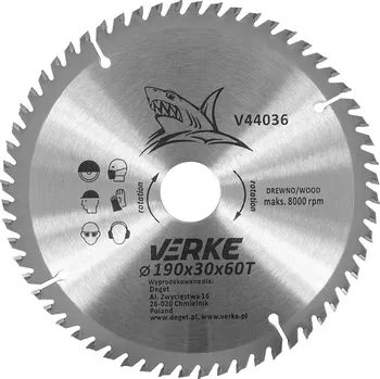 Pilový kotouč VERKE Pilový kotouč s SK plátky 190x30mm 60 zubů + redukce 16/20/25,4mm