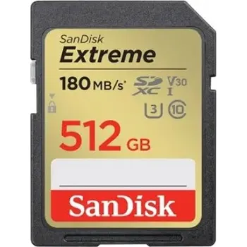 Ukládání dat Sandisk Paměťová karta Extreme 512 GB SDXC 180 MB/s / 130 MB/s, UHS-I, Class 10, U3, V30