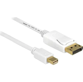 Audio kabel Delock Mini-DisplayPort / DisplayPort kabelový adaptér Mini DisplayPort konektory, Konektor DisplayPort 7.00 m bílá 83485 pozlacené kontakty Kabel DisplayPort