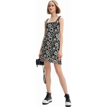 Dámské šaty Desigual Každodenní šaty Daisies 23SWVF01 Černá Regular Fit S