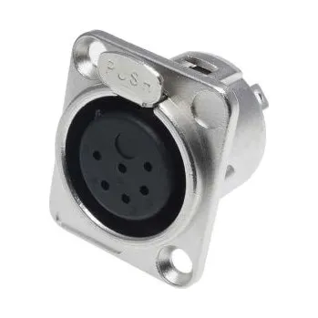 Elektrická zásuvka Konektor XLR, Samice, počet kontaktů: 6, orientace těla: přímý, Montáž na panel, 50 V