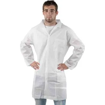 Jednorázový oděv Bílý laboratorní plášť, Bílá dámský, SC: 2X Large, Polypropylen Jednorázový