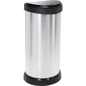 Odpadkový koš Curver DECO Bin 240641 odpadkový koš, 40 l, (š x v x h) 335 x 685 x 285 mm, stříbrná, černá, 1 ks