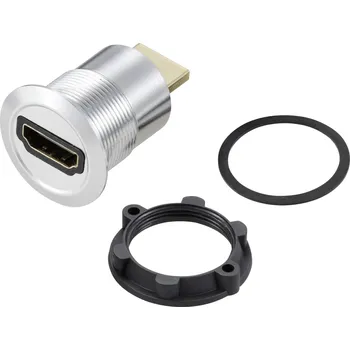 Elektrická zásuvka TRU COMPONENTS TC-11980448 Zásuvka HDMI panelového adaptéru HDMI zásuvka HDMI zástrčka stříbrná Pólů: 1 Množství: 1 ks
