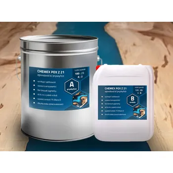 stavební silikon CHEMEX POX Z 21 sada 12,9 kg (10 kg prysk. + 2,9 kg tuž.), čirá licí epoxidová pryskyřice