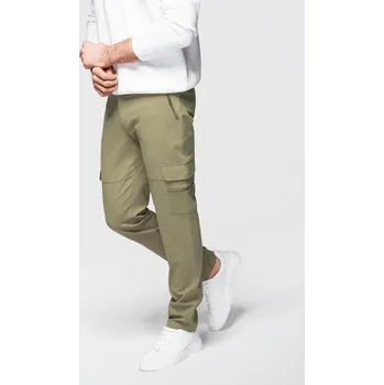Pánské kalhoty STRAIGHT LEG cargo s kapsami na zip - olivové V2 OM-PACG-0204 - S