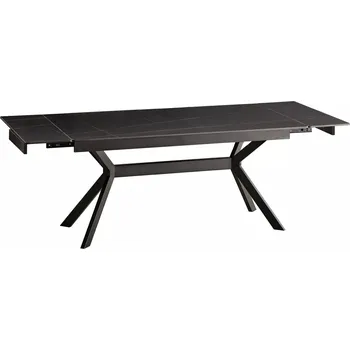 Jídelní stůl Jídelní keramický stůl IMPERIA černý mat / černý kov (180-240)x90 cm