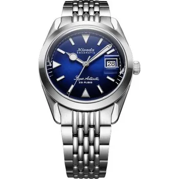 Hodinky Nivada Grenchen Super Antarctic Blue - Date - Beads of Rice + 5 let záruka a dárek ZDARMA