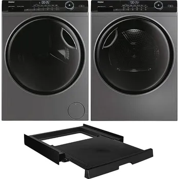Set domácích spotřebičů Set pračky a sušičky Set Haier HD80-A3959R-S + Haier HW80-B14959S8U1S + mezikus HASTKU10FB