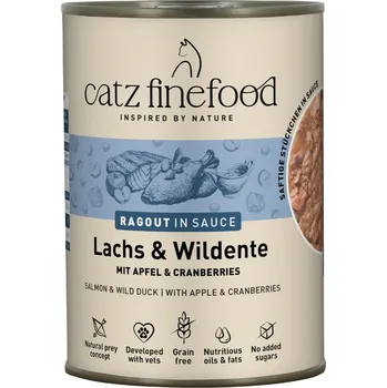 Krmivo pro kočku 24x380g catz finefood Ragout - No.605 losos & divoká kachna