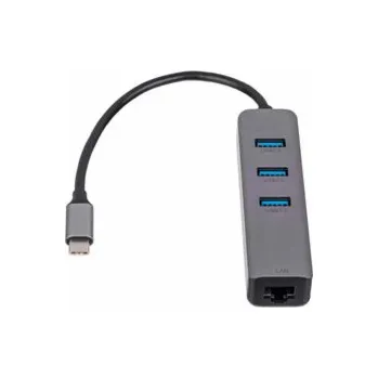 USB hub Akyga Hub USB type C - USB 3.0 3-port + Ethernet