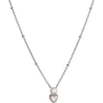 Náhrdelník Stříbrný náhrdelník s říční perlou srdíčko 22055.1