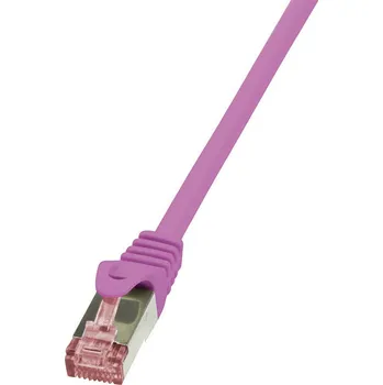 Datový kabel LogiLink CQ2049S RJ45 síťové kabely, propojovací kabely CAT 6 S/FTP 1.50 m růžová samozhášecí, s ochranou 1 ks