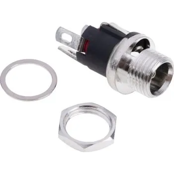 Elektrická zásuvka Napájecí zásuvka stejnosměrná, průměr kolíku: 2.1mm, orientace těla: přímá, Montáž na panel, 5A, 12 V DC, pokovení: Nikl